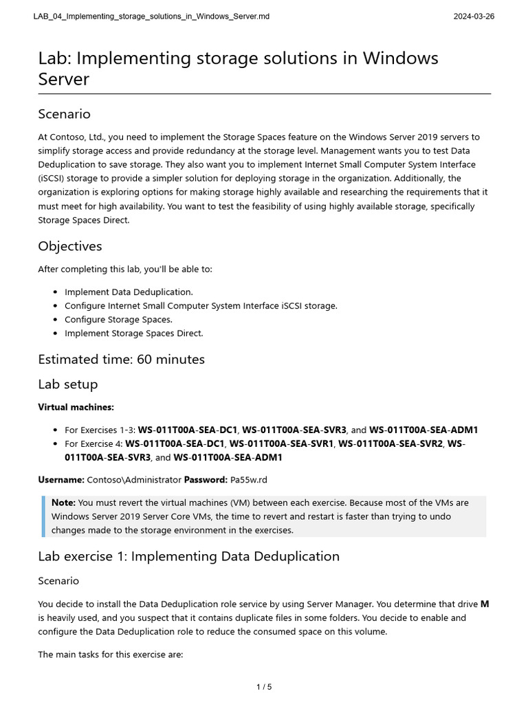 Windows Server 2019 Storage Solutions Lab | PDF | Computer File ...