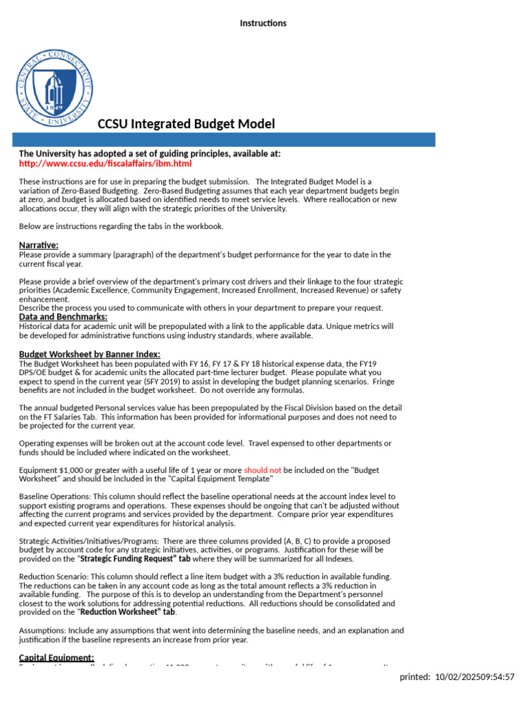 CCSU Integrated Budget Model Guide | PDF | Budget | Full Time Equivalent