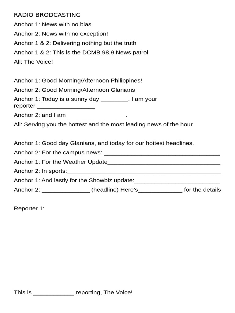 DCMB 98.9 News Broadcast Script | PDF