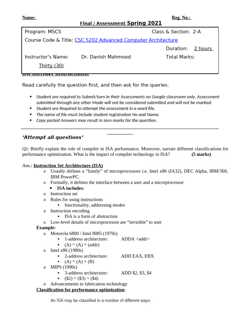 Advanded Comp. Architecture - Final | PDF | Computer Hardware | Office ...