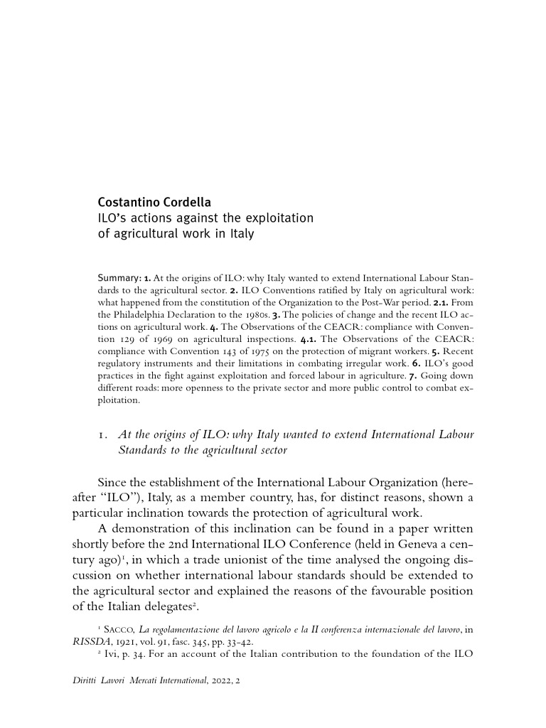 ILO's Efforts Against Agricultural Exploitation | PDF | International ...
