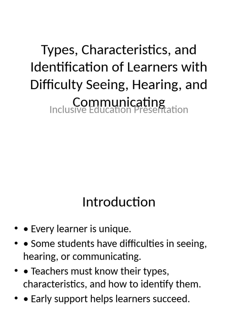Learners Difficulty Seeing Hearing Communicating | PDF