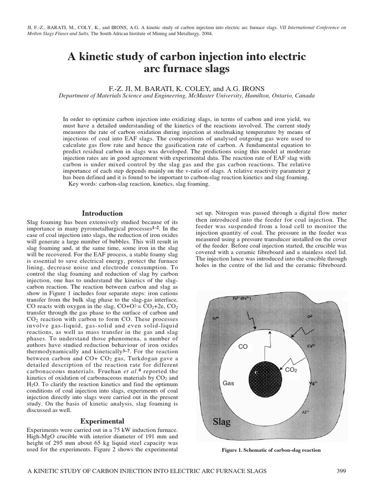 Kinetics of Carbon Injection in EAF Slags | PDF | Carbon Dioxide ...