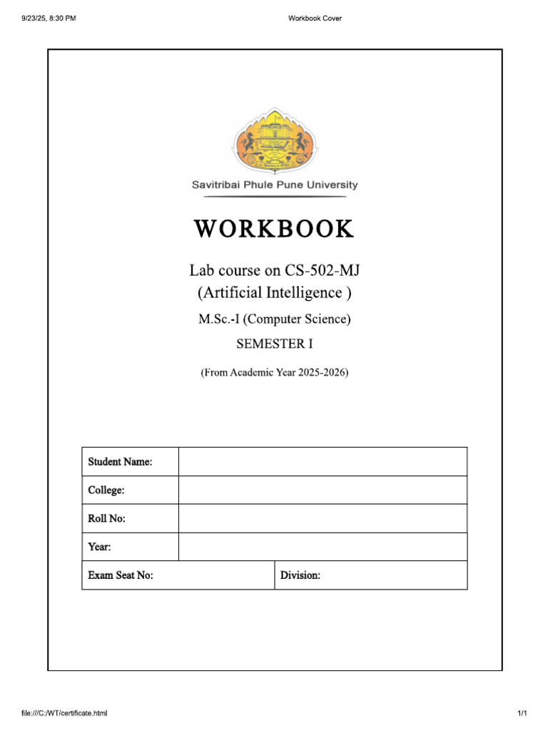 Ai Workbook Page | PDF