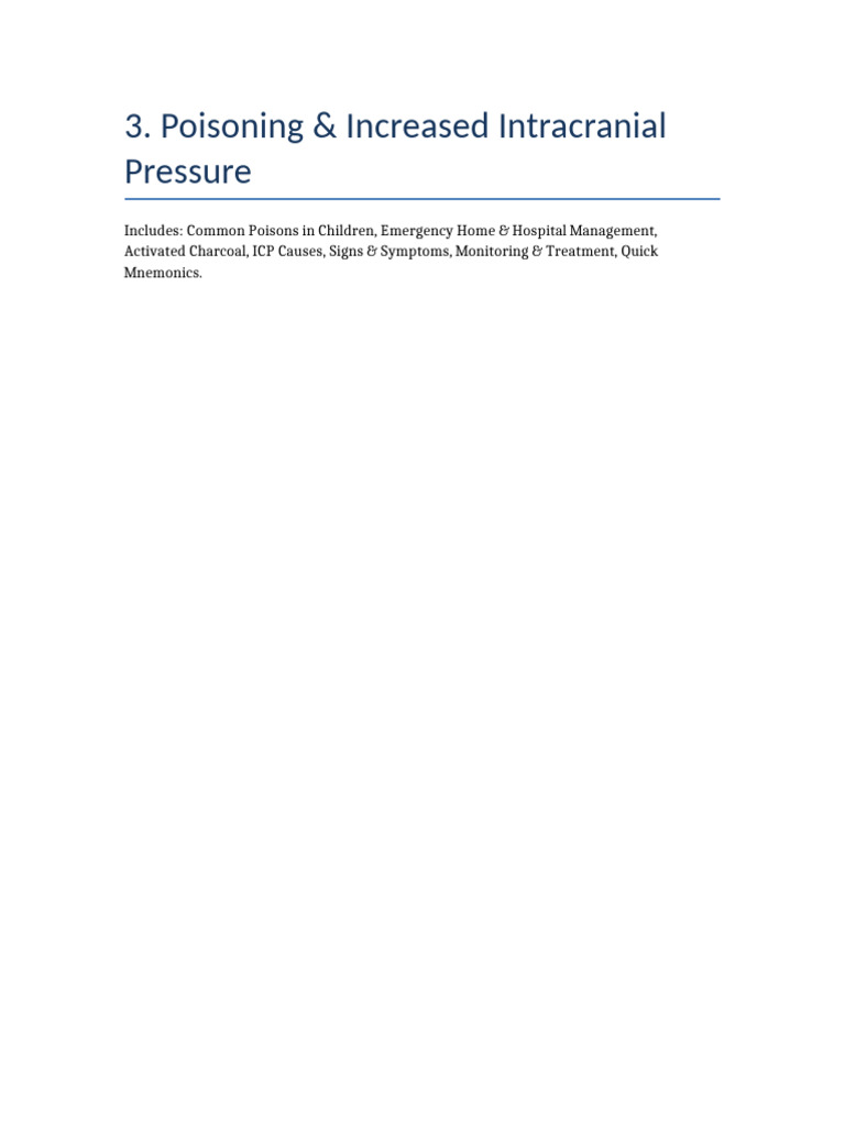 Poisoning & Increased Intracranial Pressure | PDF