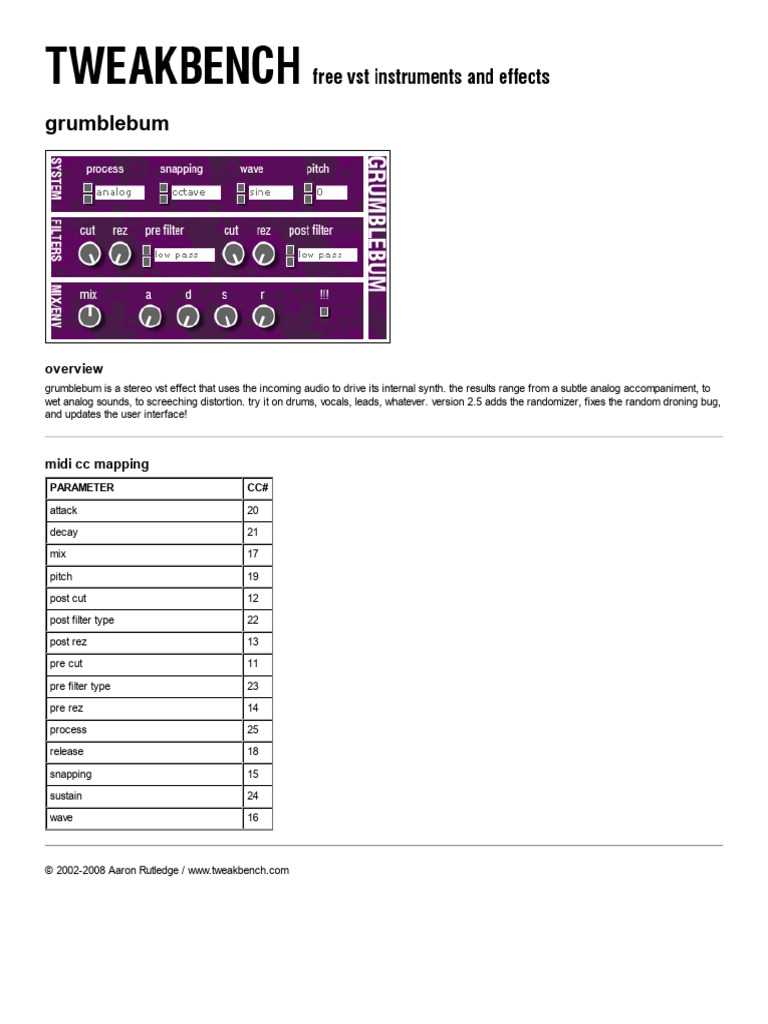 Grumblebum VST Effect Overview | PDF