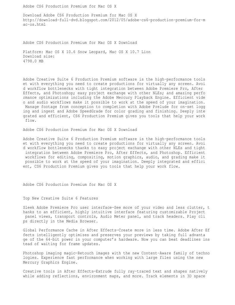 Adobe Cs6 Production Premium For Mac Os X Download Full Pack For Mac Adobe Photoshop Adobe Creative Suite