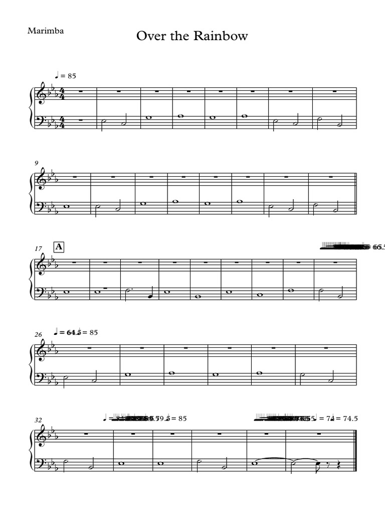 Marimba Note Frequencies and Scores | PDF
