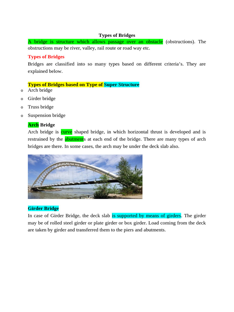 Comprehensive Guide to Bridge Types | PDF | Bridge | Concrete