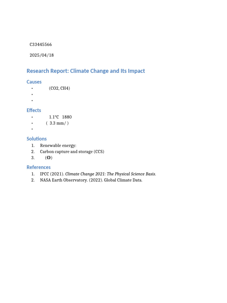 Climate Change Report | PDF