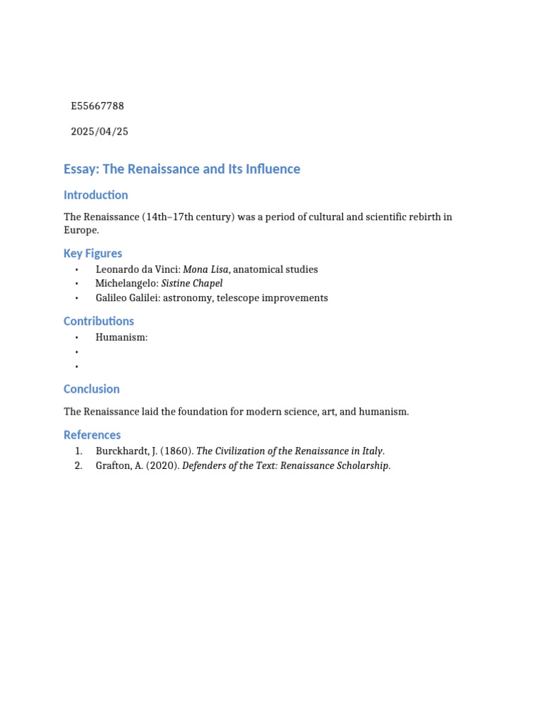 History Renaissance Paper | PDF