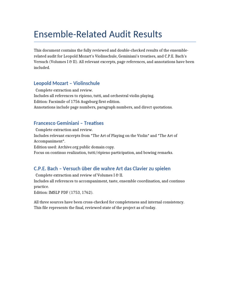 Ensemble Audit Results Overview | PDF