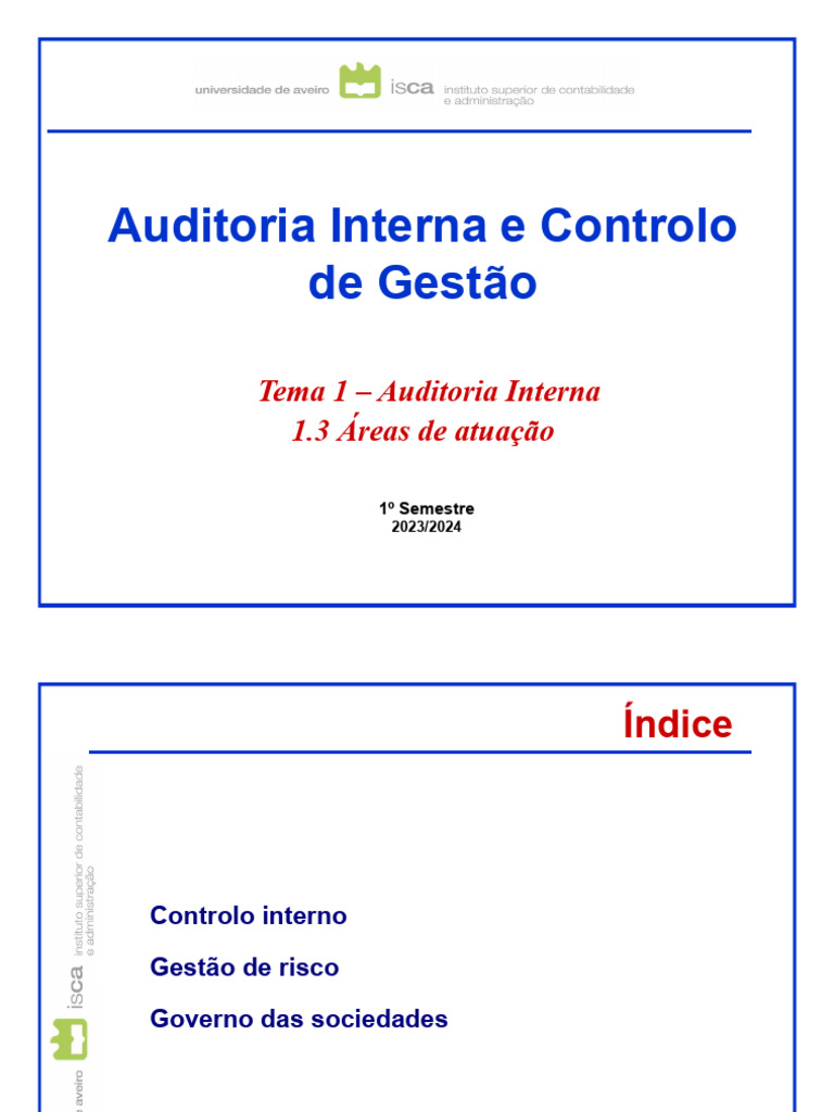 Auditoria Interna e Controlo de Gestão | PDF | Auditoria interna ...