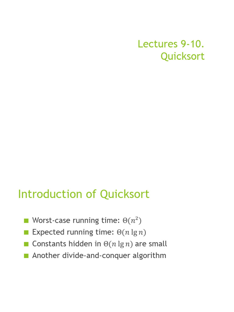 Quicksort Algorithm Overview and Analysis | PDF | Computer Programming ...