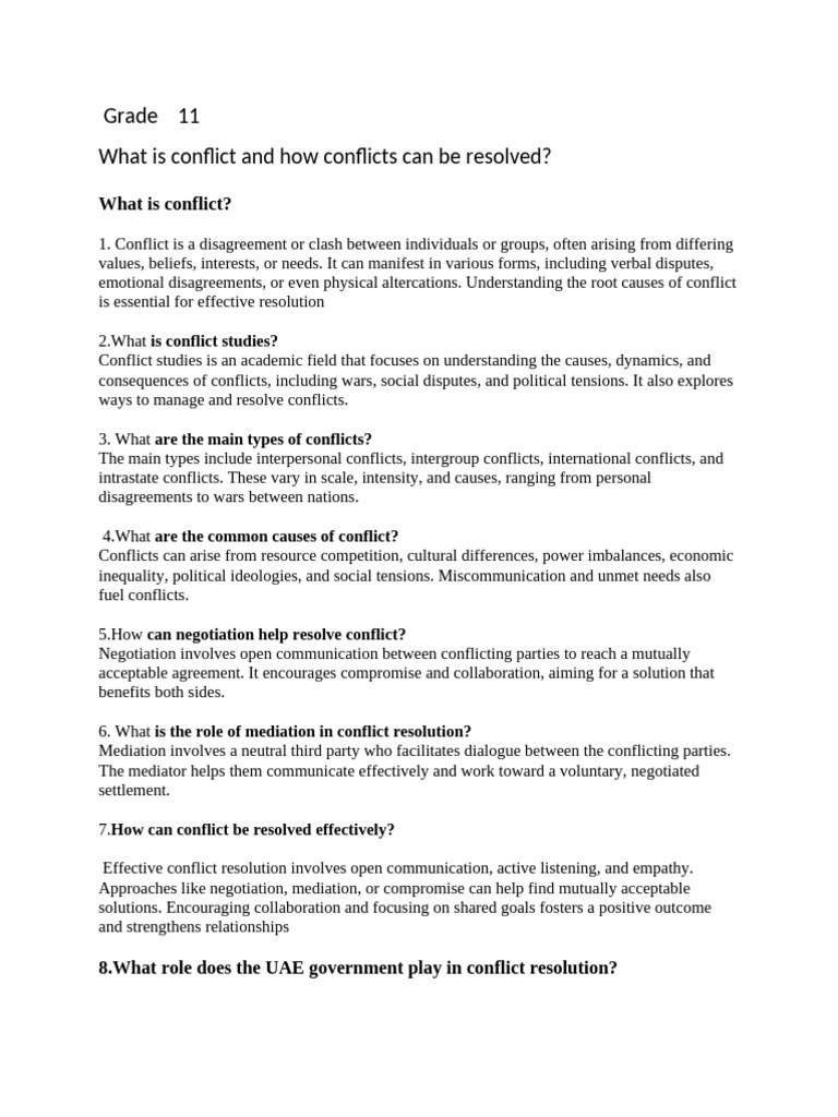 Understanding Conflict and Resolution | PDF | Conflict Resolution ...
