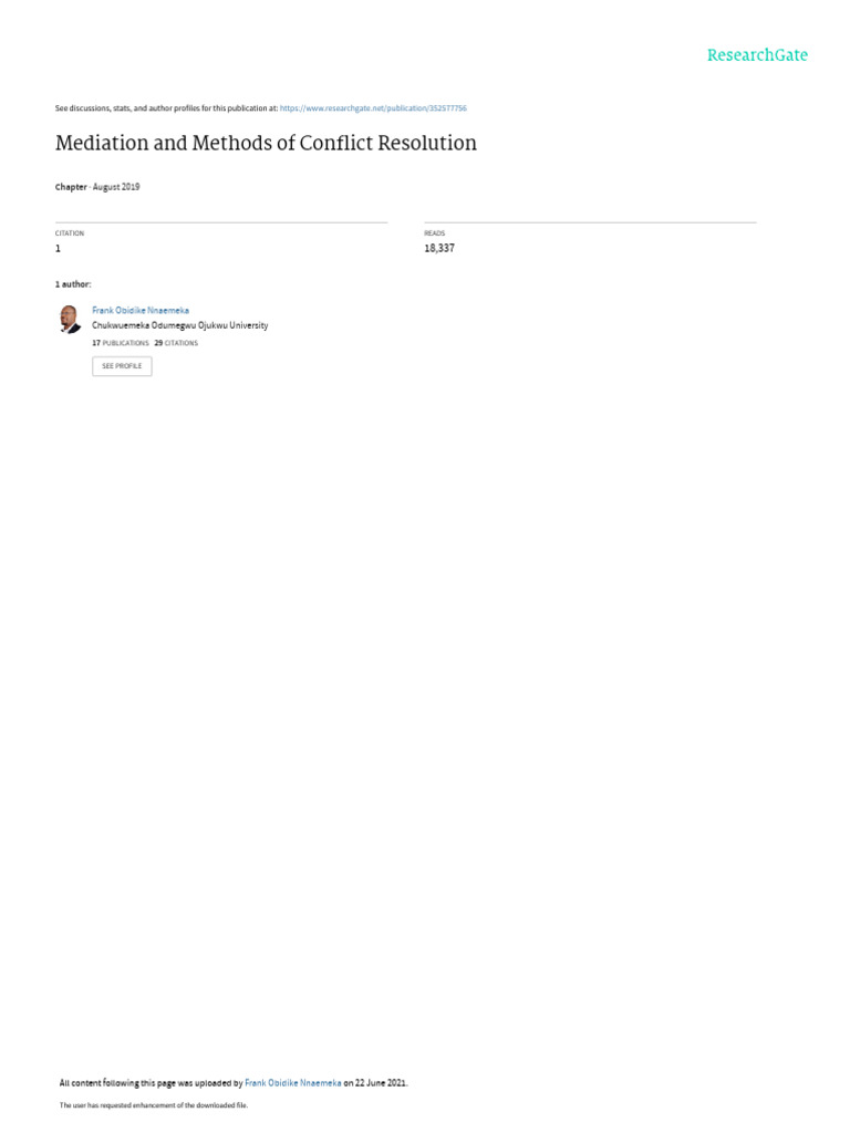 Mediation Techniques for Conflict Resolution | PDF | Arbitration ...