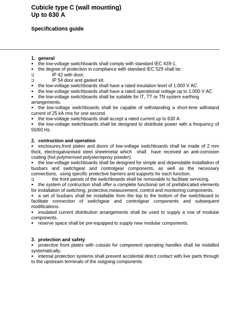 Low-Voltage Switchboard Specifications | PDF | Electrical Engineering ...