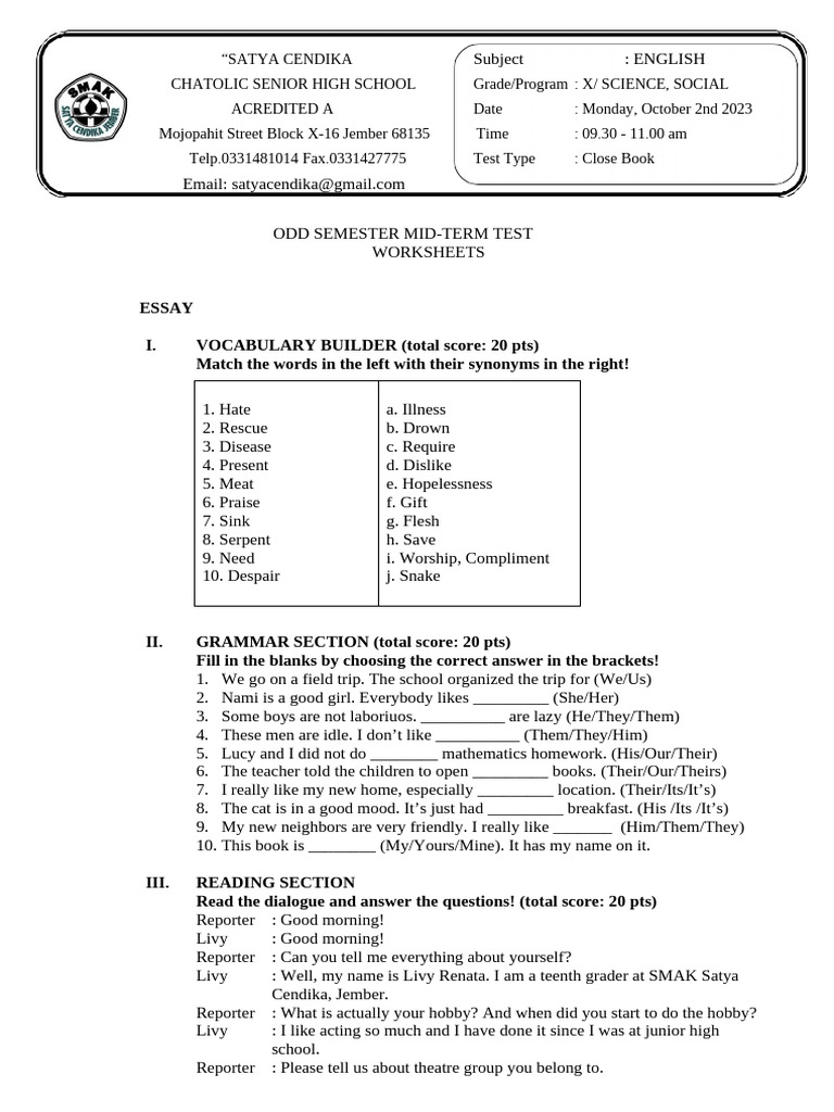 Pts Big Kelas X Ta 23 24 Pdf