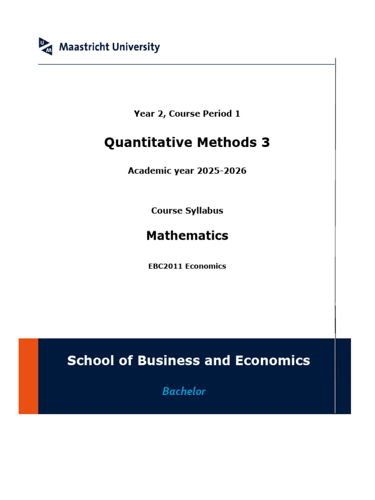 Year 2 Quantitative Methods Syllabus | PDF | Mathematical Optimization ...