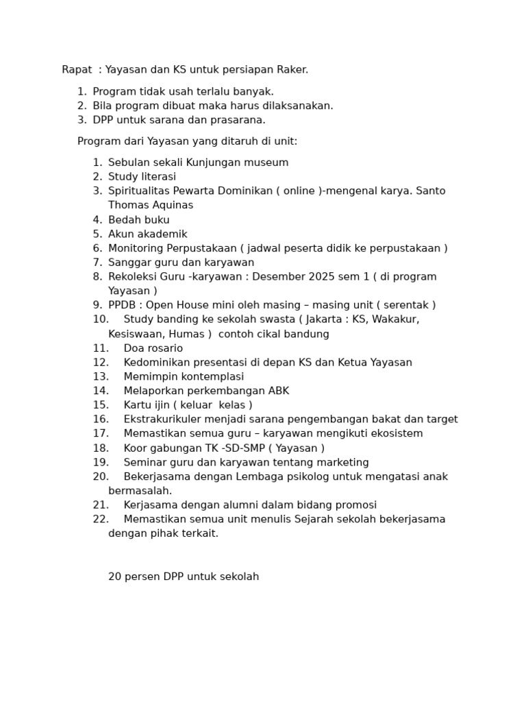 Raker Yayasan: Program Pendidikan Terintegrasi | PDF