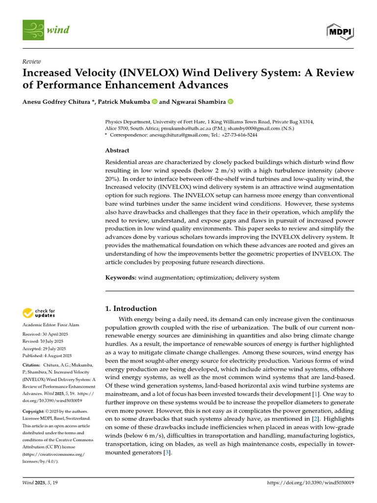 INVELOX Wind System: Performance Review | PDF | Turbulence | Fluid Dynamics