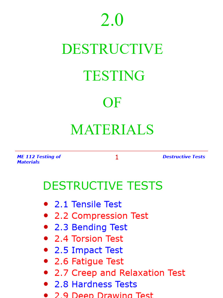 2.0 Destructive Testing | PDF