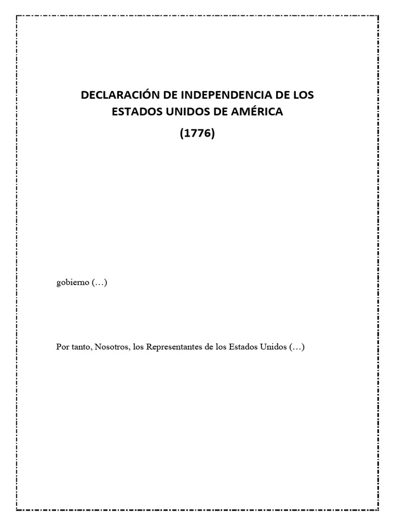Declaración de Independencia 1776 | PDF