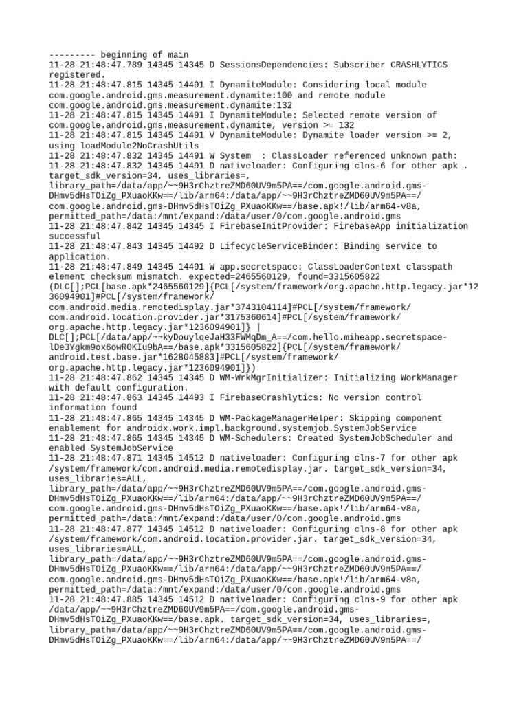Com - Hello.miheapp - Secretspace Logcat | PDF | Java (Programming ...