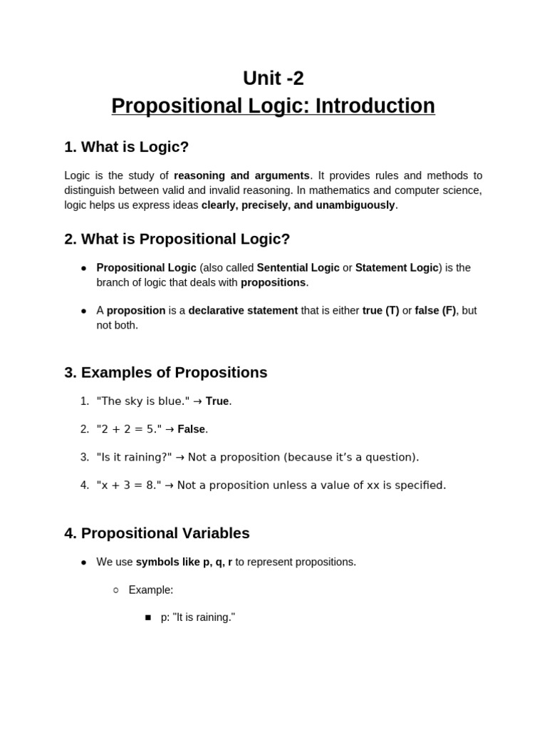 Introduction to Propositional Logic | PDF | Logic | Contradiction