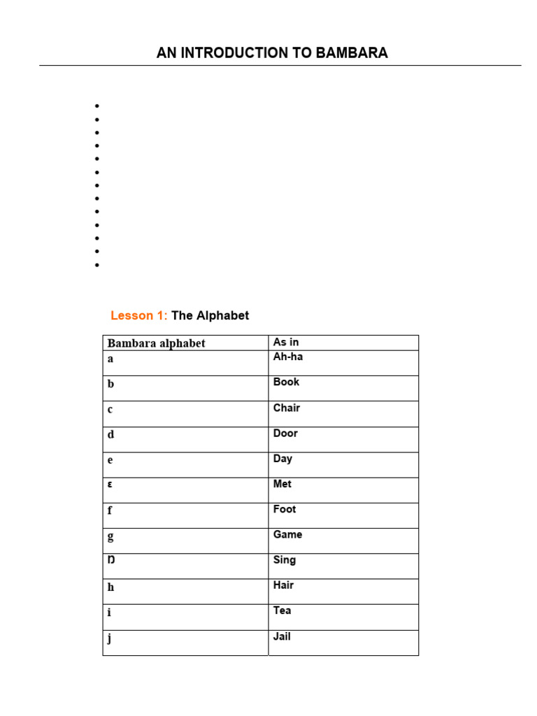 ML Bambara Language Lessons | PDF | Language Families | Linguistics