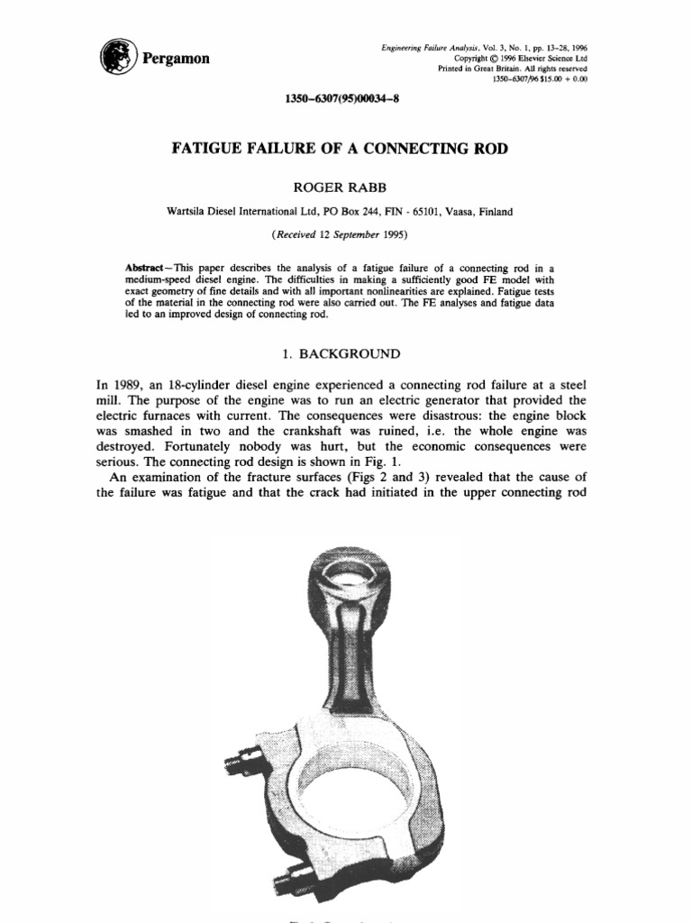 Fatigue Failure of A Connecting Rod PDF Strength Of Materials