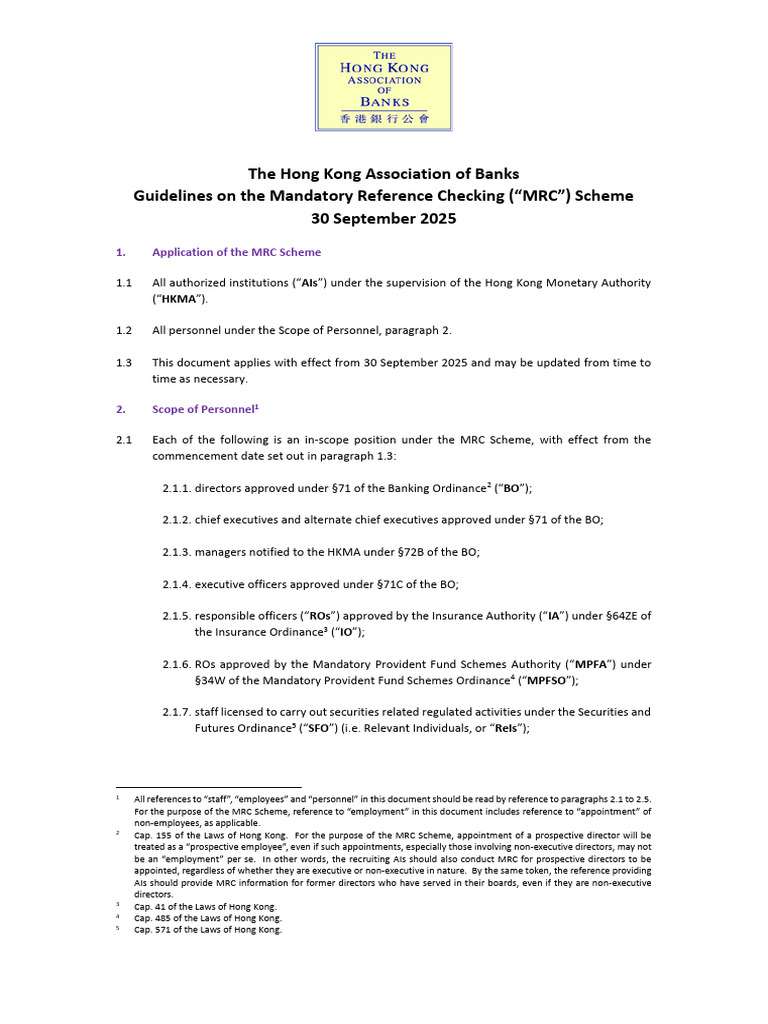 Hong Kong MRC Scheme Guidelines 2025 | PDF | Employment | Identity Document