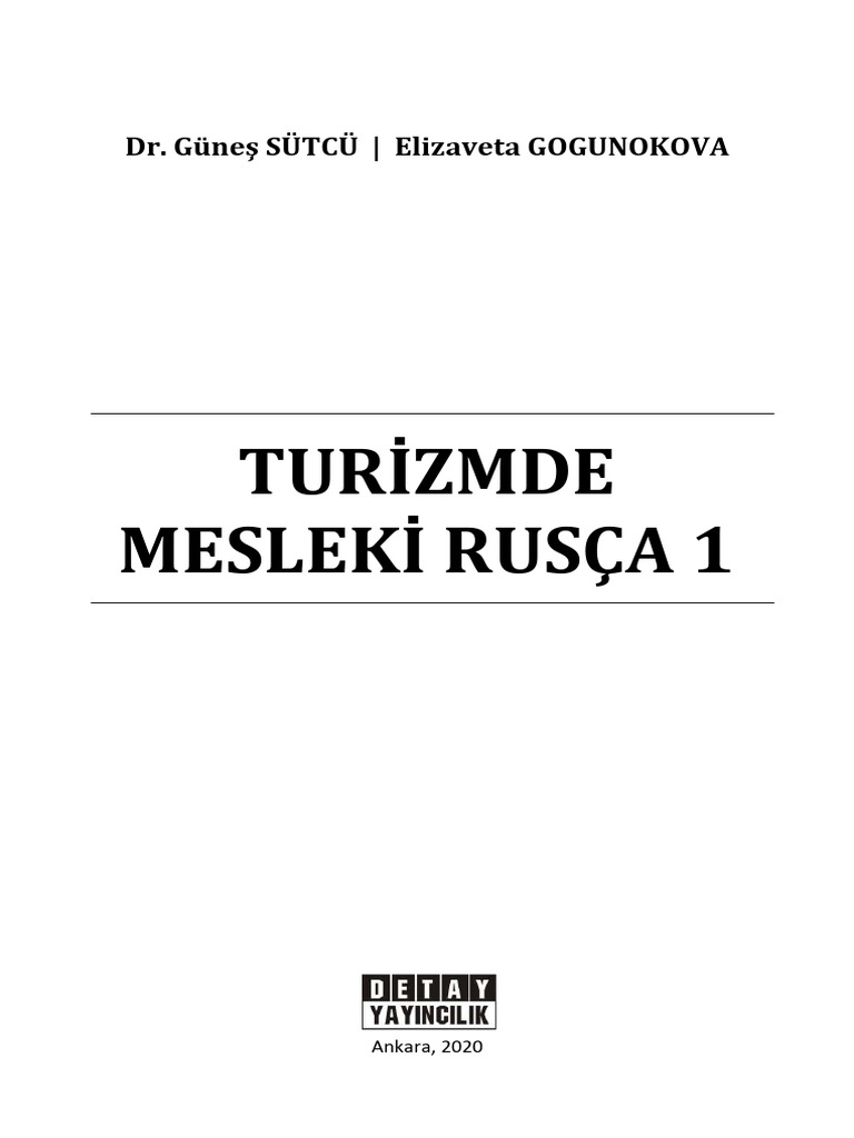 Turizmde Mesleki Rusca 1 2 Book | PDF