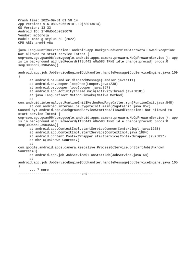 Android Background Service Crash Report | PDF