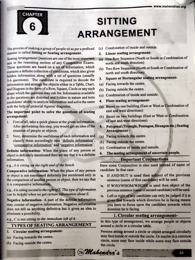 Sitting Arrangement PDF | PDF