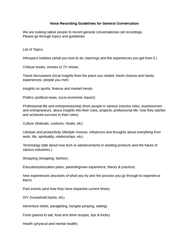 Voice Recording Guidelines for Conversations | PDF