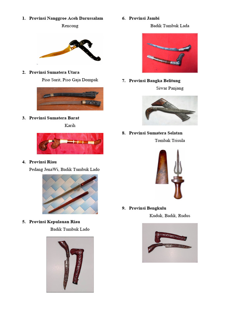 Senjata Tradisional Riau dan Kepulauan Riau | PDF