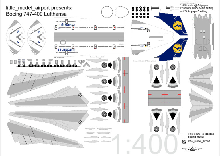 Boeing 747-400 Lufthansa Model Guide | PDF | Civil Aviation | Aviation