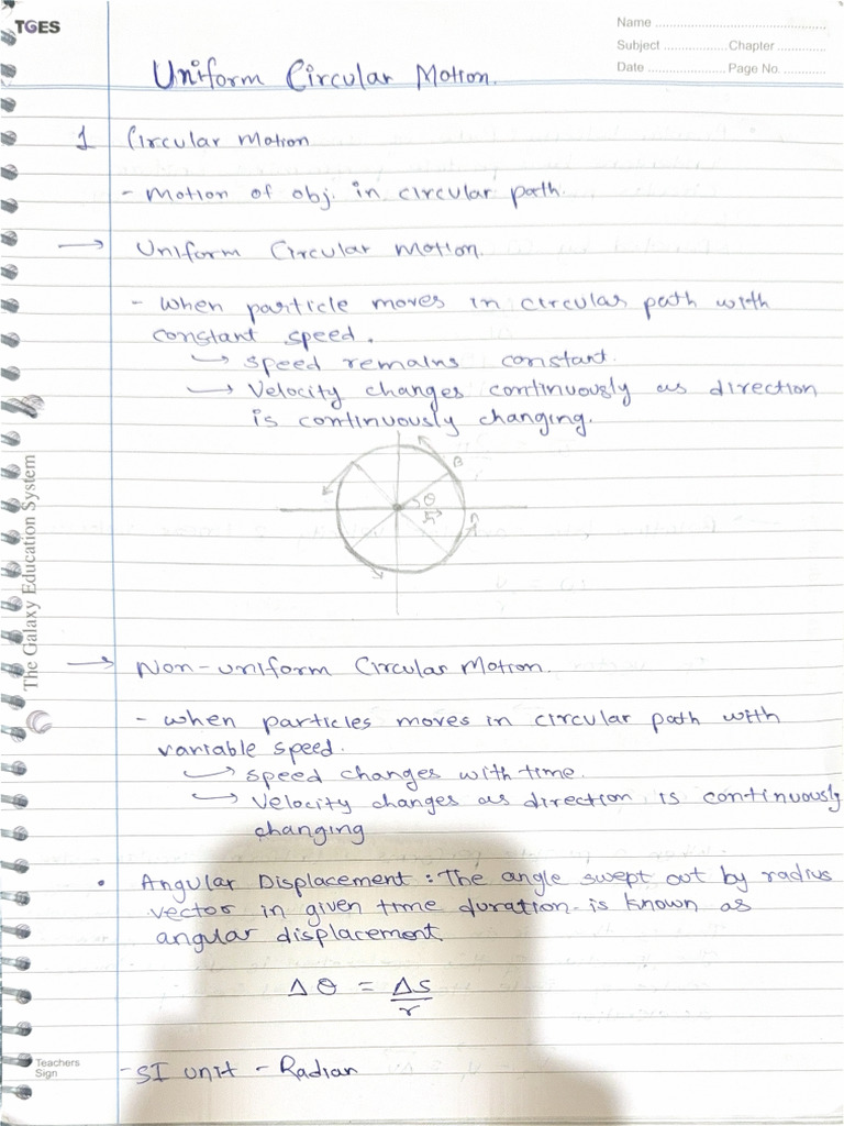Uniform Circular Motion Notes | PDF