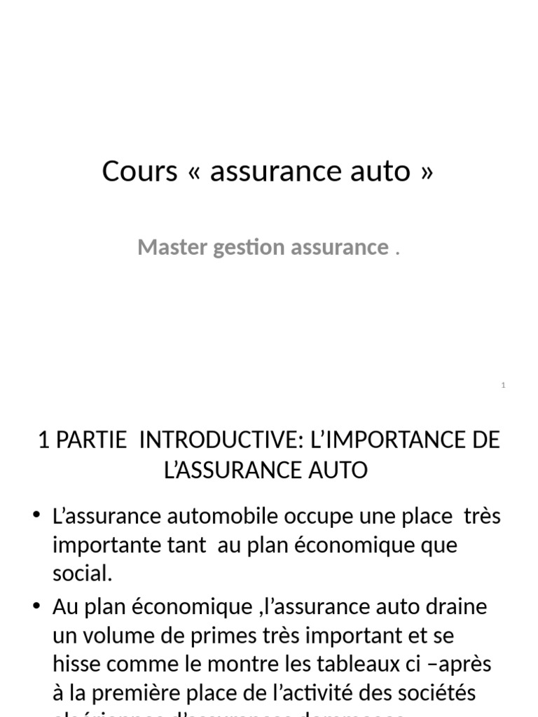 Importance et Fondements de l'Assurance Auto | PDF | Assurance | Véhicules