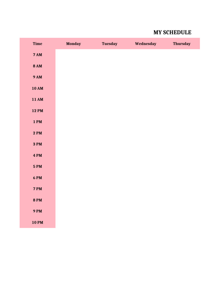 Weekly Schedule Overview | PDF