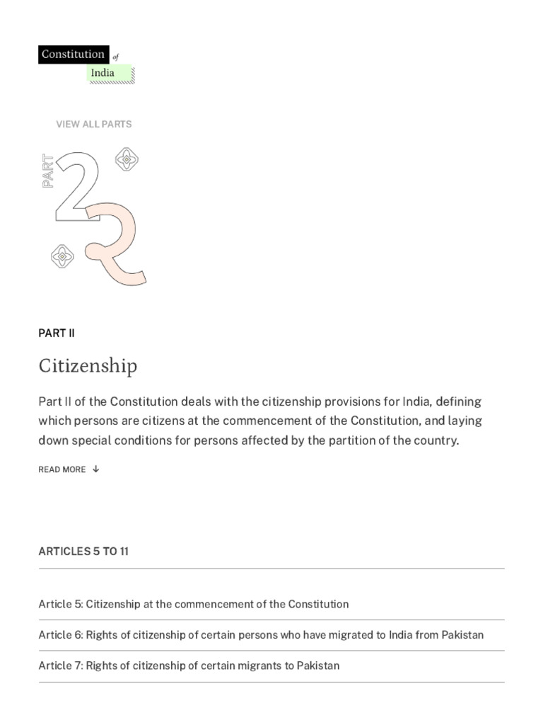 India Constitution: Citizenship Provisions | PDF