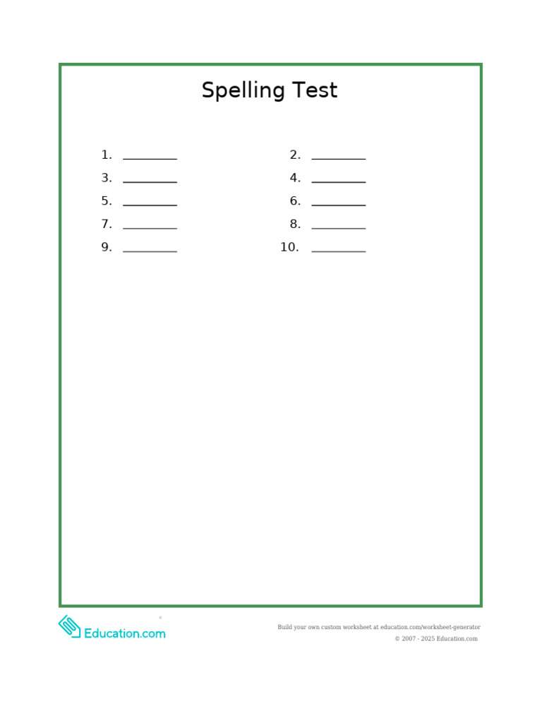Spelling Test | PDF