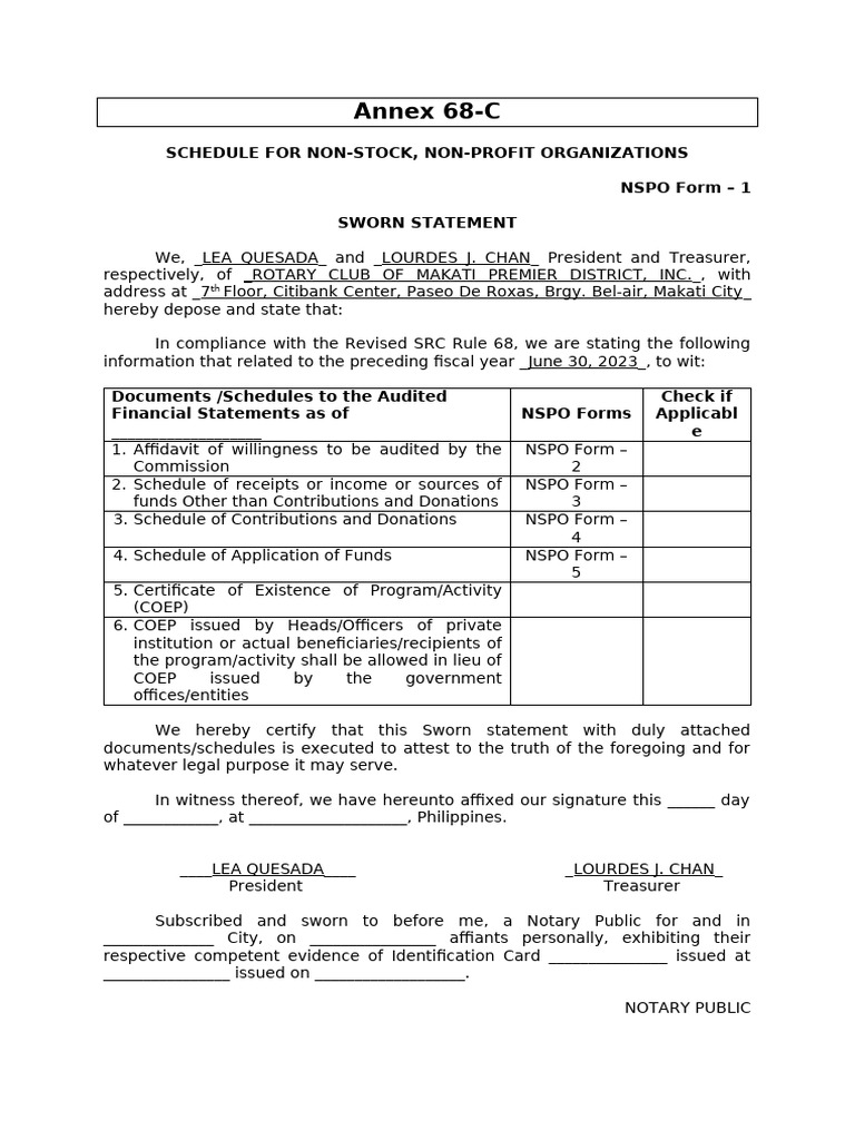 Anx 68C Nspo Form1 211231 | PDF | Affidavit | Document