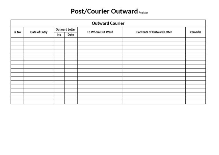 Outward Courier Register Format | PDF