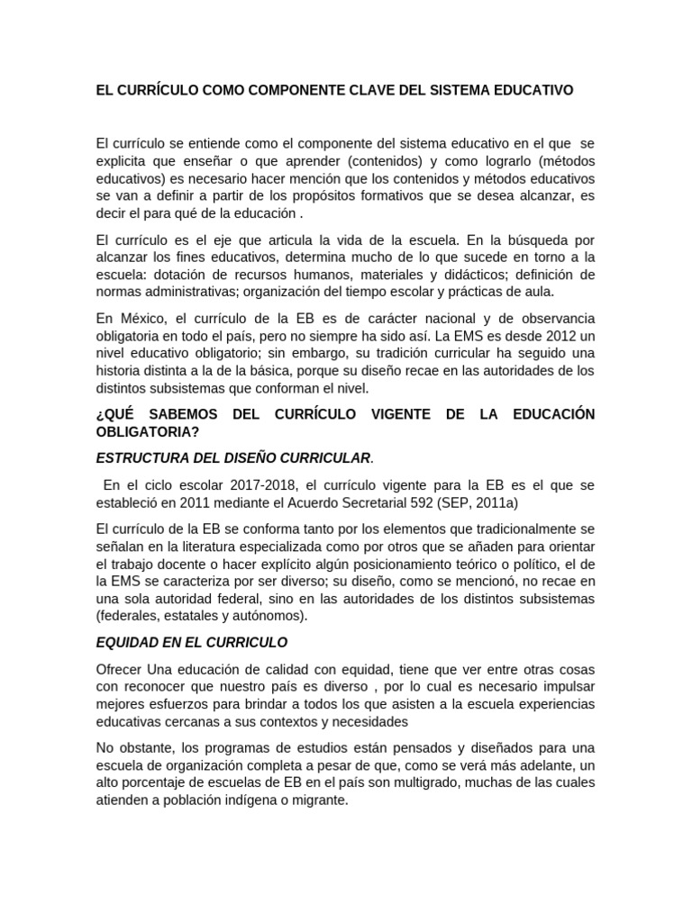 El Currículo en la Educación Obligatoria | PDF | Plan de estudios ...