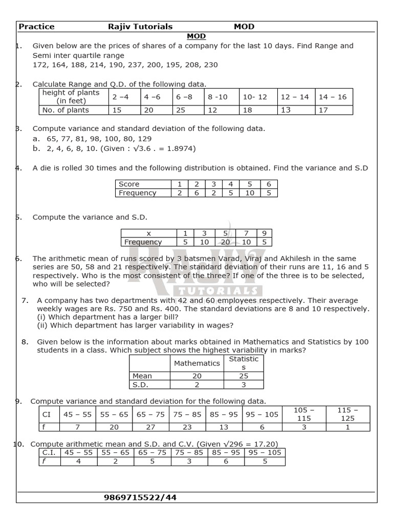 MOd and Bivariate and Chi Square | PDF | Standard Deviation | Variance