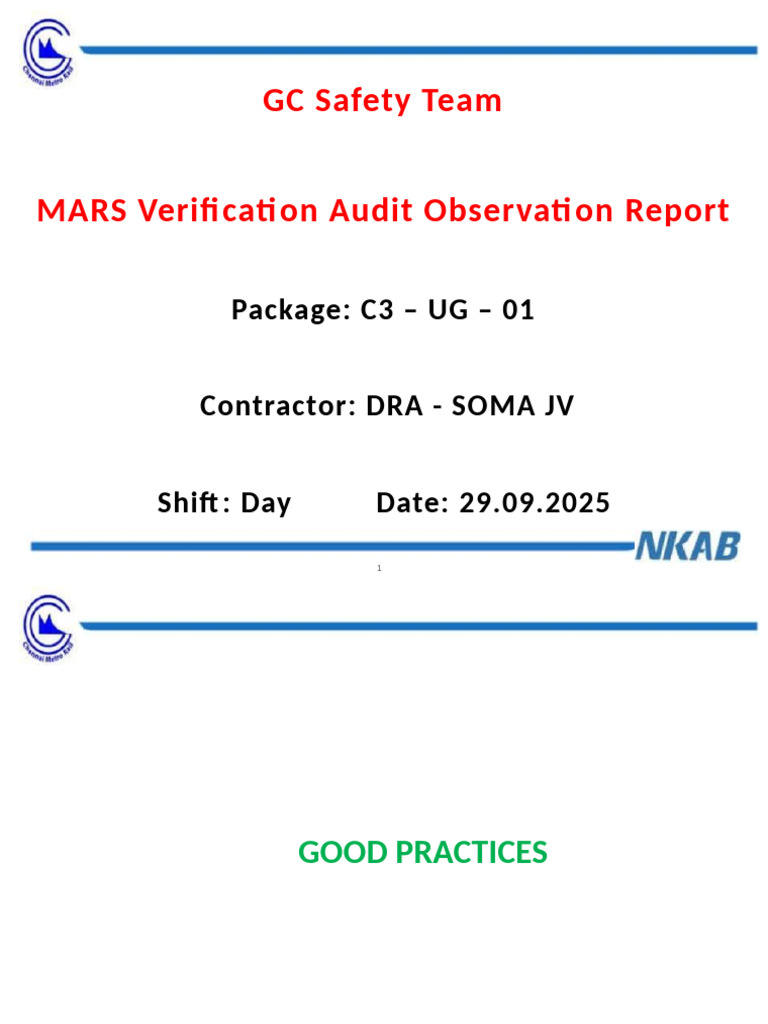 C3 - UG - 01 MARS Verification Audit Observation Report On 29.09.2025 | PDF