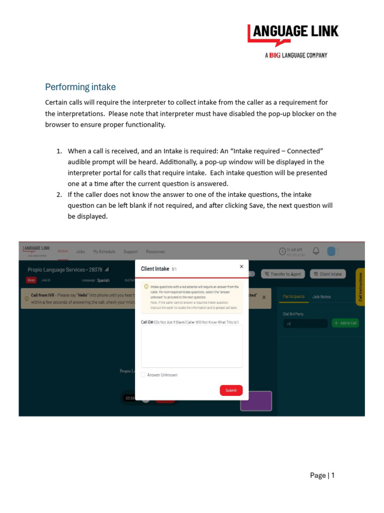 Interpreter Intake Process Guidelines | PDF