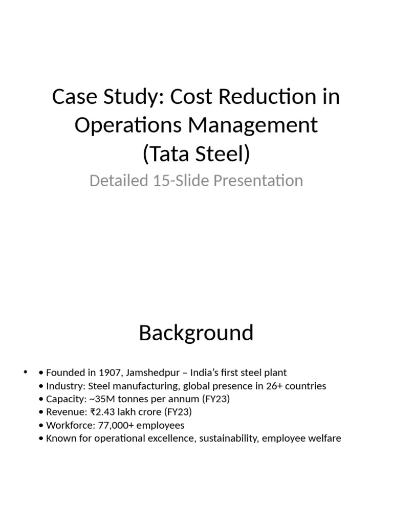 Tata Steel Cost Reduction Case Study | PDF | Logistics | Steelmaking